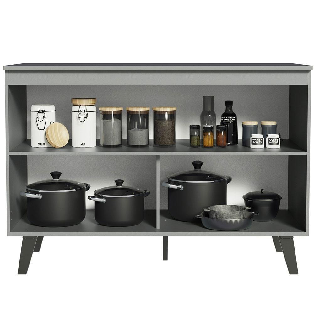 Balcão De Pia 2 Portas Com Pés Cinza Nice Madesa Cinza - 6