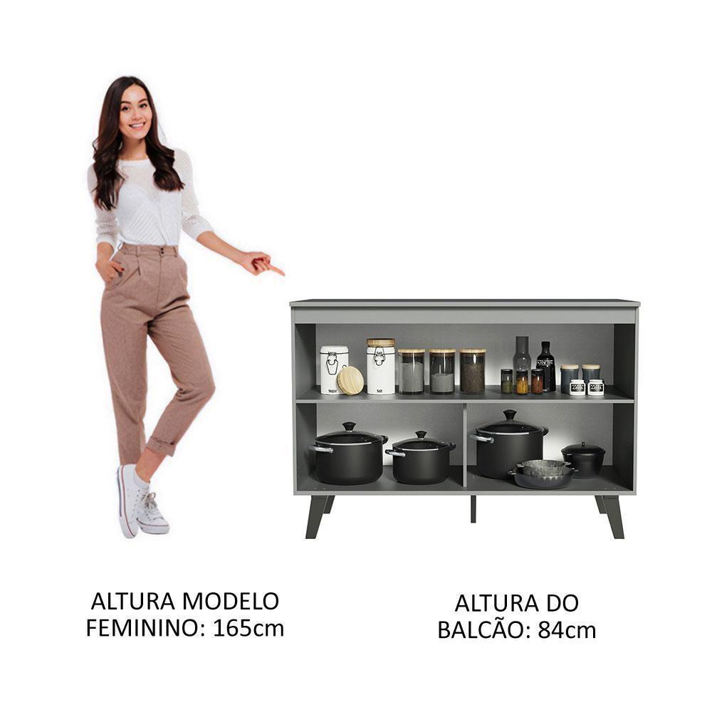 Balcão De Pia 2 Portas Com Pés Cinza Nice Madesa Cinza - 8