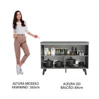 Balcão De Pia 2 Portas Com Pés Cinza Nice Madesa Cinza - 8