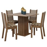 Conjunto Sala De Jantar Mesa Tampo De Madeira 4 Cadeiras Rustic/crema/bege Marrom Briana Madesa Rustic/crema/bege Marrom - 6
