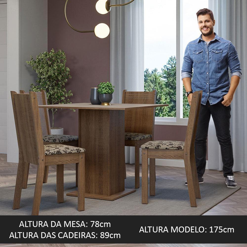 Conjunto Sala De Jantar Mesa Tampo De Madeira 4 Cadeiras Rustic/crema/bege Marrom Samara Madesa Rustic/crema/bege Marrom - 3