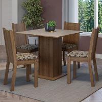 Conjunto Sala De Jantar Mesa Tampo De Madeira 4 Cadeiras Rustic/crema/bege Marrom Samara Madesa Rustic/crema/bege Marrom - 1