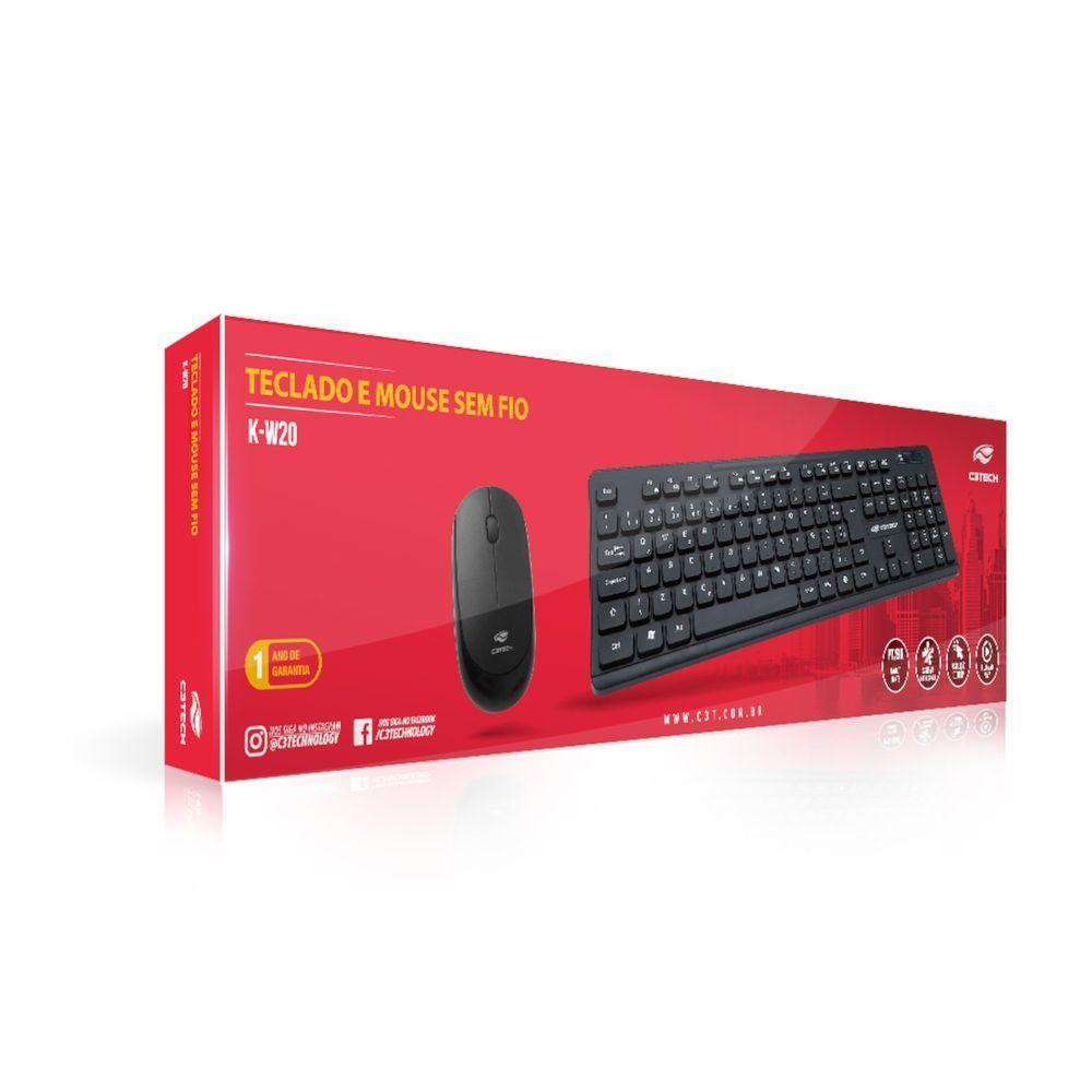 Kit Teclado E Mouse Wireless (s- Fio) C3tech K-w20bk 1000dpi Abnt2 - Preto - 4