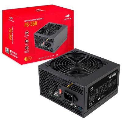 Fonte Atx C3tech Ps-350bk, 350w Real, Bivolt Manual, Funcionamento Silencioso, Cooler 120mm - Preto