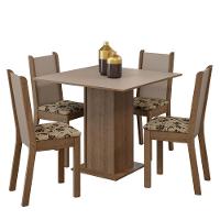 Conjunto Sala De Jantar Mesa Tampo De Madeira 4 Cadeiras Rustic/crema/bege Marrom - 2