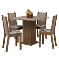 Conjunto Sala De Jantar Mesa Tampo De Madeira 4 Cadeiras Rustic/crema/ Hibiscos Briana Madesa Rustic/crema/hibiscos - 5