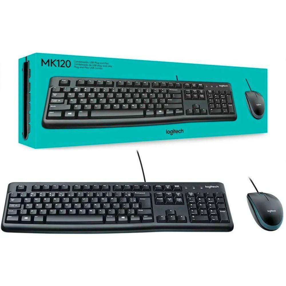 Kit Teclado E Mouse Usb Logitech Mk120 Abnt2 1000 Dpi ? Preto - 1