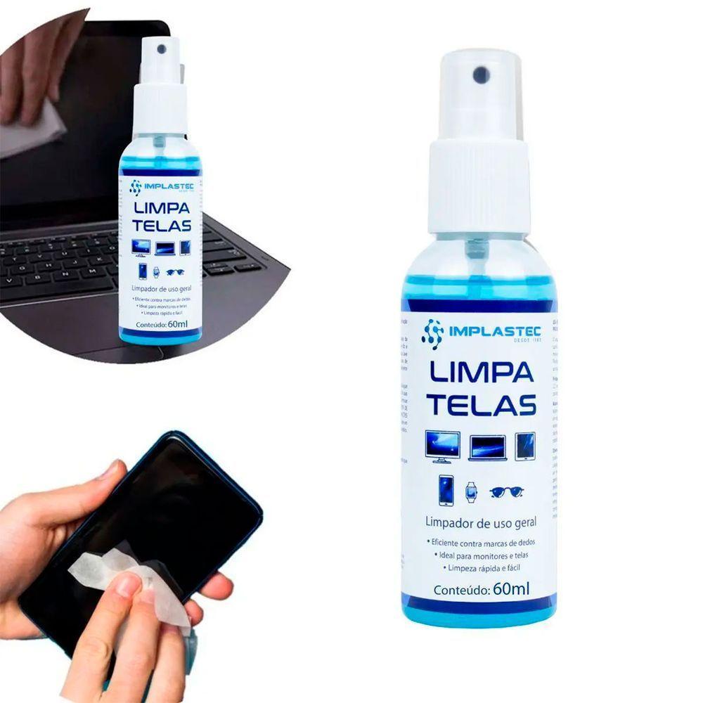Limpa Telas Implastec, Limpeza De Notebooks, Tvs, Tablets, Monitores, Celular E Outros - 60ml - 2