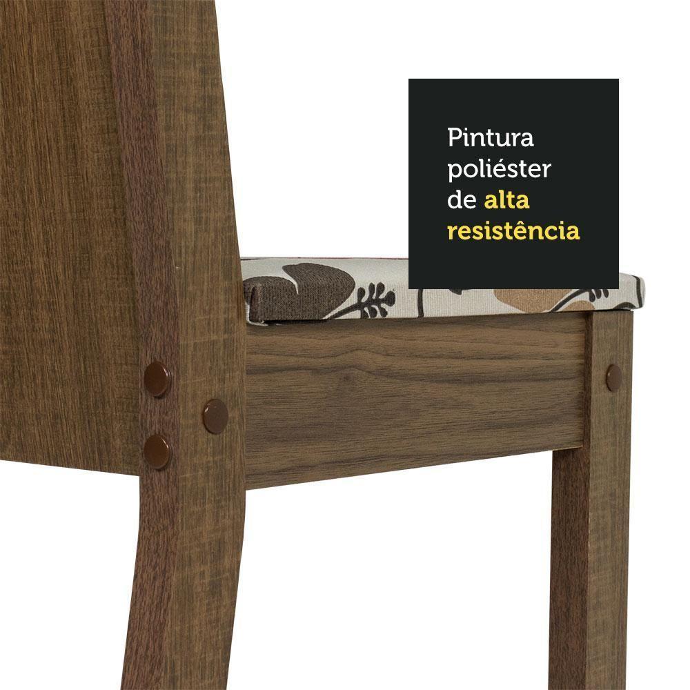 Conj. Mesa Tampo De Vidro 4 Cadeiras Rustic/Crema/hibiscos - 4