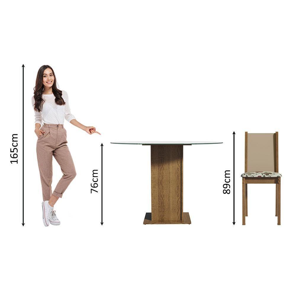 Conj. Mesa Tampo De Vidro 4 Cadeiras Rustic/Crema/hibiscos - 7