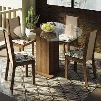 Conj. Mesa Tampo De Vidro 4 Cadeiras Rustic/Crema/hibiscos - 1