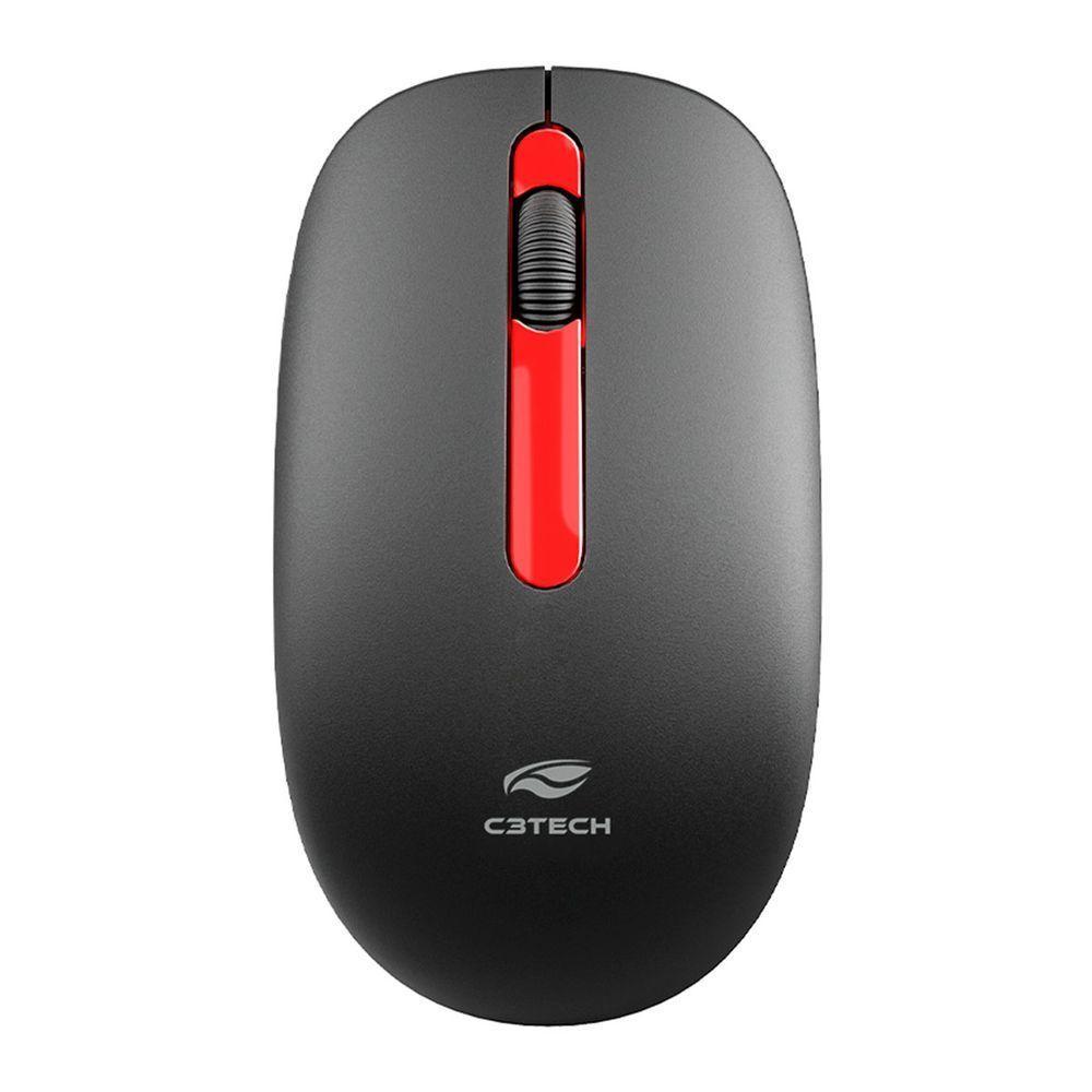 Mouse Wireless C3tech M-w15rbk, 1200dpi, 2.4ghz, Sensor óptico - Preto E Vermelho - 3