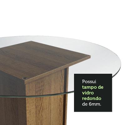 Conjunto Sala De Jantar Madesa Débora Mesa Tampo De Vidro Redondo 4 Cadeiras - Rustic/bege Rustic/bege