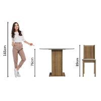 Conjunto Sala De Jantar Madesa Débora Mesa Tampo De Vidro Redondo 4 Cadeiras - Rustic/bege Rustic/bege