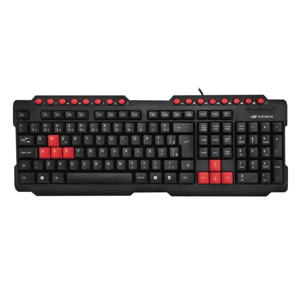 Kit Teclado E Mouse Usb Gamer C3tech Gk-20v2bk 1200dpi Abtn2 1.1mt - Preto E Vermelho - 2