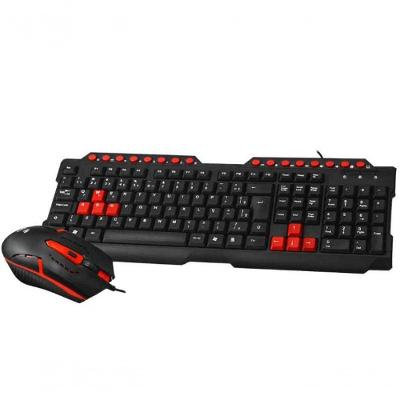 Kit Teclado E Mouse Usb Gamer C3tech Gk-20v2bk 1200dpi Abtn2 1.1mt - Preto E Vermelho