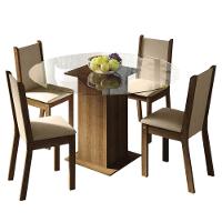Conj. Mesa Tampo De Vidro 4 Cadeiras Rustic/Crema/bege - 10