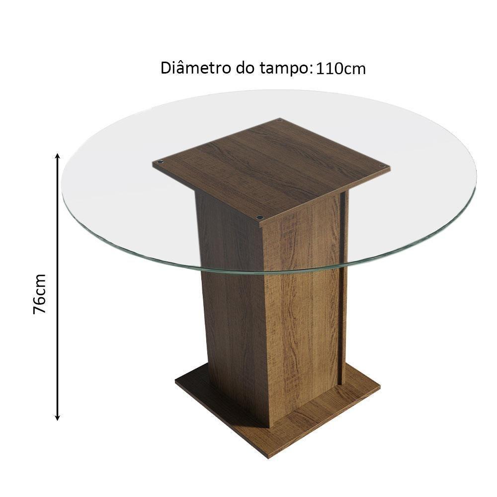 Conjunto Mesa Tampo De Vidro 4 Cadeiras Rustic/bege Marrom - 9