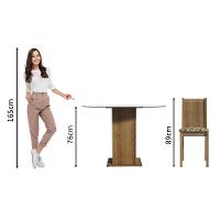 Conjunto Mesa Tampo De Vidro 4 Cadeiras Rustic/bege Marrom - 7