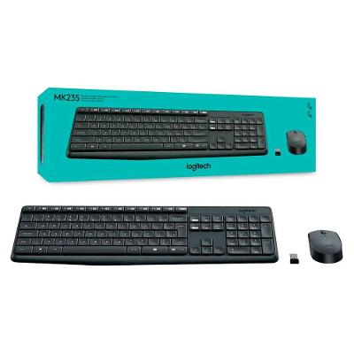 Kit Wireless Logitech Mk235 Teclado E Mouse Abnt2 1000 Dpi ? Preto
