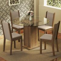 Conj. Mesa Tampo De Vidro 4 Cadeiras Rustic/Crema/bege - 1