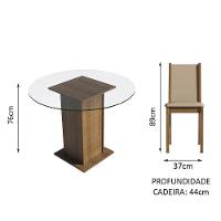 Conj. Mesa Tampo De Vidro 4 Cadeiras Rustic/Crema/bege - 7