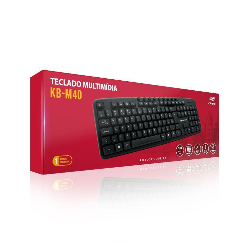 Teclado Multimídia Usb C3tech Kb-m40bk Abnt2 1,4m - Preto - 4