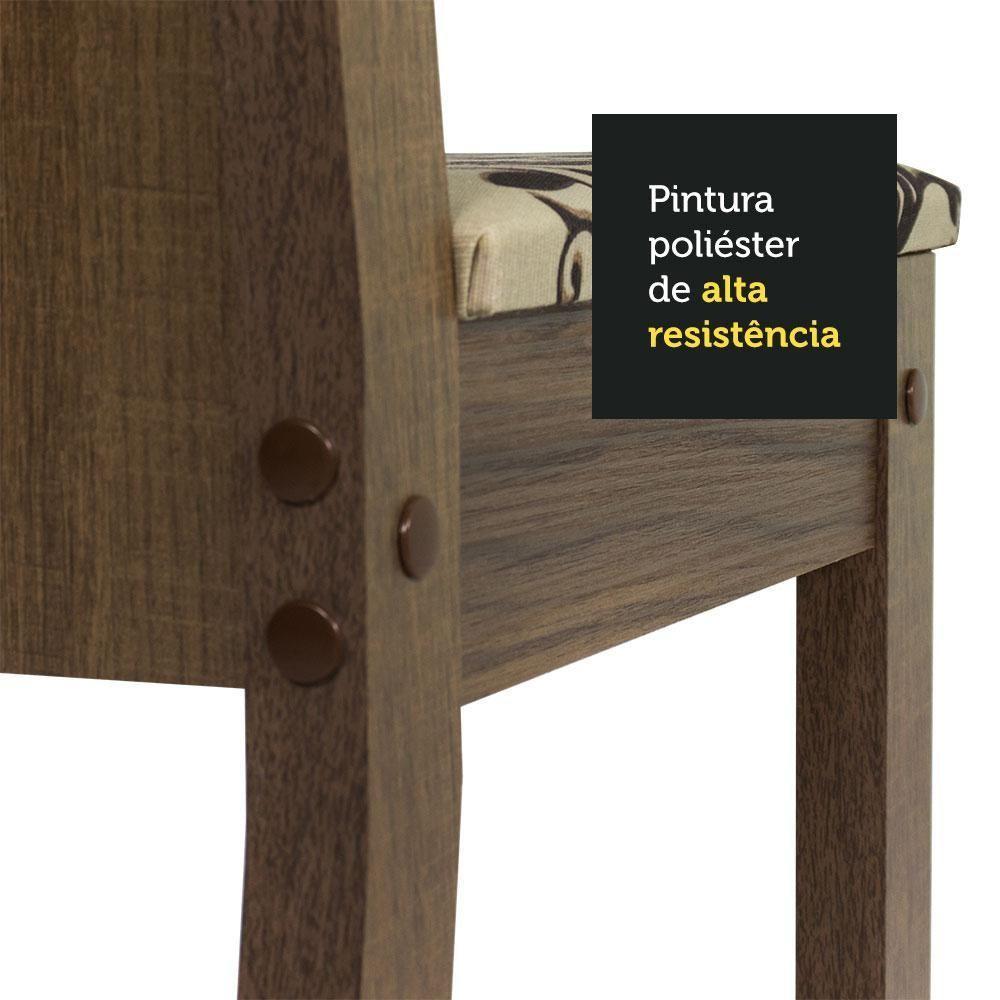 Conj. Jantar Mesa Tampo Vidro 4 Cadeiras Rustic/Crema - 4