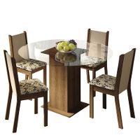 Conj. Jantar Mesa Tampo Vidro 4 Cadeiras Rustic/Crema - 10