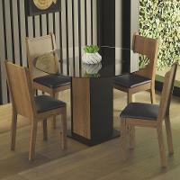 Conj. Débora Mesa Tampo De Vidro 4 Cadeiras Preto/Rustic - 1