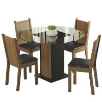 Conj. Débora Mesa Tampo De Vidro 4 Cadeiras Preto/Rustic - 10