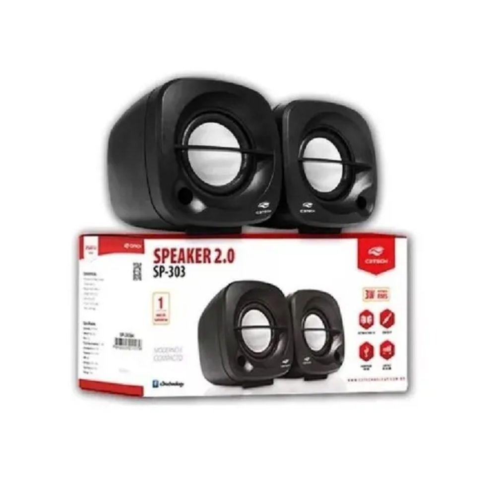 Caixa De Som C3tech Sp-303bk 2.0 Usb + P2 ? 3w Rms, Preta Compacta - 3