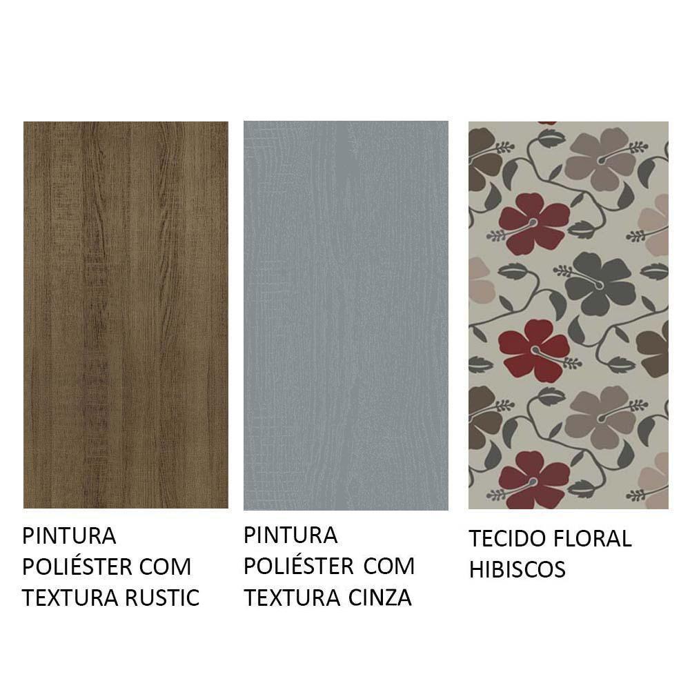 Conjunto Sala De Jantar Mesa Tampo De Madeira 4 Cadeiras Rustic/cinza/floral Hibiscos Samara Madesa - 6