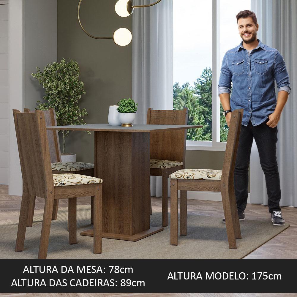 Conjunto Sala De Jantar Mesa Tampo De Madeira 4 Cadeiras Rustic/cinza/lírio Bege Samara Madesa Rustic/cinza/lírio Bege - 10