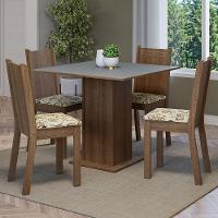 Conjunto Sala De Jantar Mesa Tampo De Madeira 4 Cadeiras Rustic/cinza/lírio Bege Samara Madesa Rustic/cinza/lírio Bege - 1