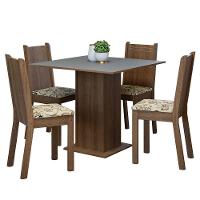 Conjunto Sala De Jantar Mesa Tampo De Madeira 4 Cadeiras Rustic/cinza/lírio Bege Samara Madesa Rustic/cinza/lírio Bege