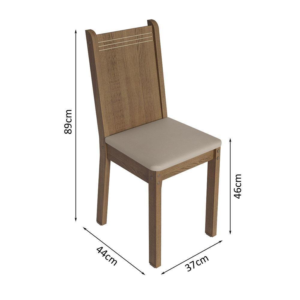 Conjunto Sala De Jantar Mesa Tampo De Madeira 4 Cadeiras Rustic/cinza/sintético Bege Samara Madesa Rustic/cinza/sintético Bege - 6