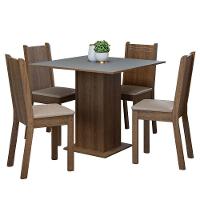 Conjunto Sala De Jantar Mesa Tampo De Madeira 4 Cadeiras Rustic/cinza/sintético Bege Samara Madesa Rustic/cinza/sintético Bege - 10