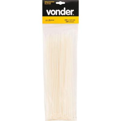 Abraçadeira De Nylon 200x3,6mm Branca Com 20 Peças Vonder