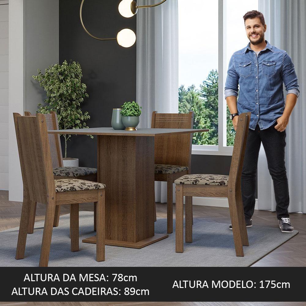 Conjunto Sala De Jantar Mesa Tampo De Madeira 4 Cadeiras Rustic/cinza/bege Marrom Samara Madesa Rustic/cinza/bege Marrom - 5