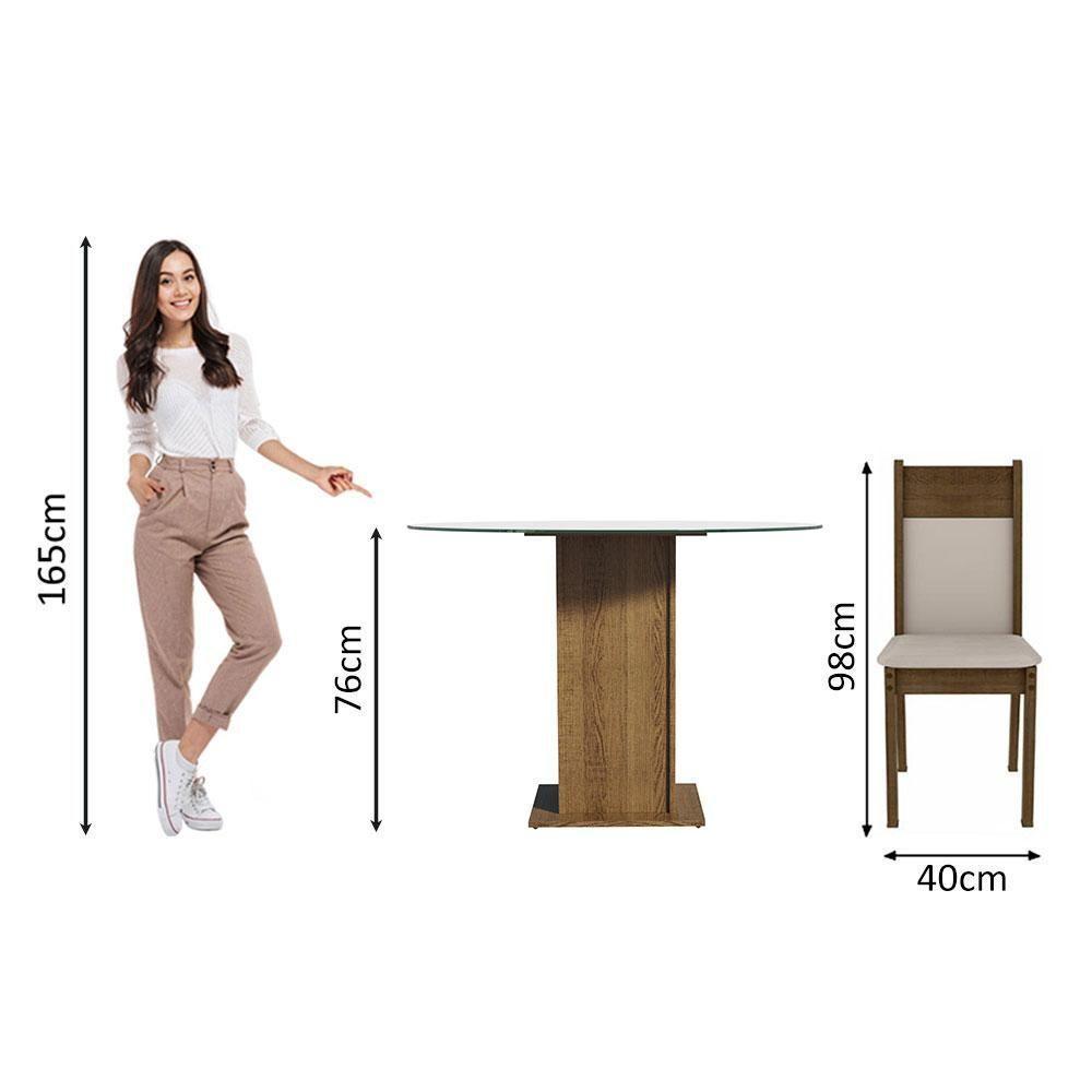 Conj. Ana Mesa Tampo De Vidro 4 Cadeiras Rustic/Crema/bege - 6