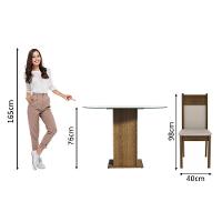 Conj. Ana Mesa Tampo De Vidro 4 Cadeiras Rustic/Crema/bege - 6