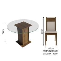 Conj. Ana Mesa Tampo De Vidro 4 Cadeiras Rustic/Crema/bege - 7