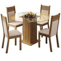 Conj. Ana Mesa Tampo De Vidro 4 Cadeiras Rustic/Crema/bege - 10