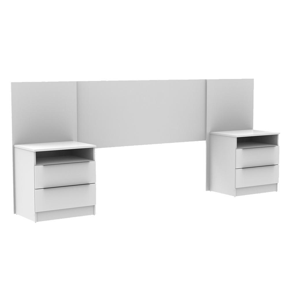 Cabeceira Extensível Branco com 2 Criados Madesa - 1