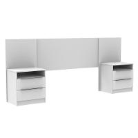 Cabeceira Extensível Branco com 2 Criados Madesa - 1