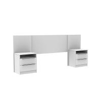 Cabeceira Extensível Branco com 2 Criados Madesa - 2