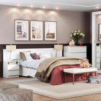 Cabeceira Extensível Branco com 2 Criados Madesa