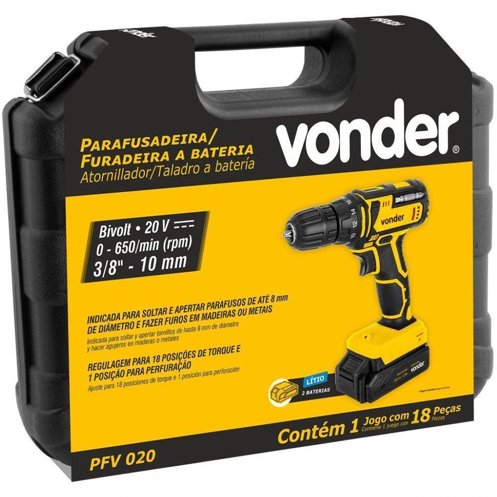 Parafusadeira-furadeira Bateria 3-8'' 20V Biv Pfv 020 Vonder - 3