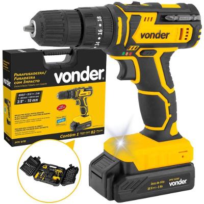 Parafusadeira-furadeira Com Impacto A Bateria 20 V Pfv 078 Vonder